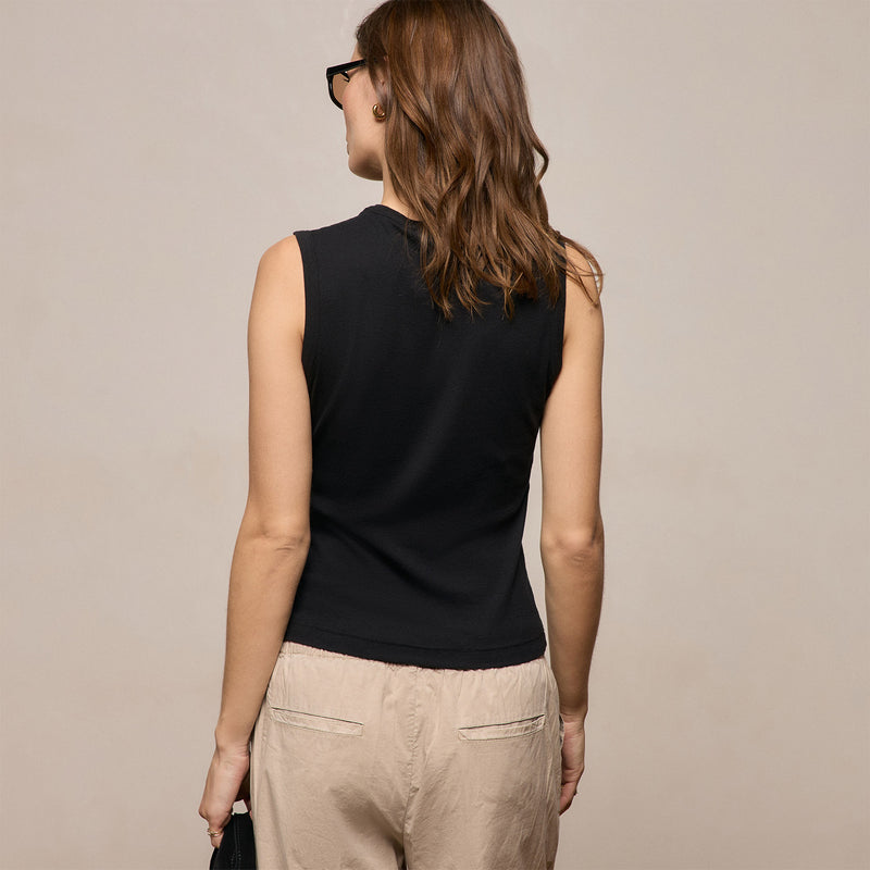 Cotton Cashmere Rib Tank in Black | James Perse Los Angeles