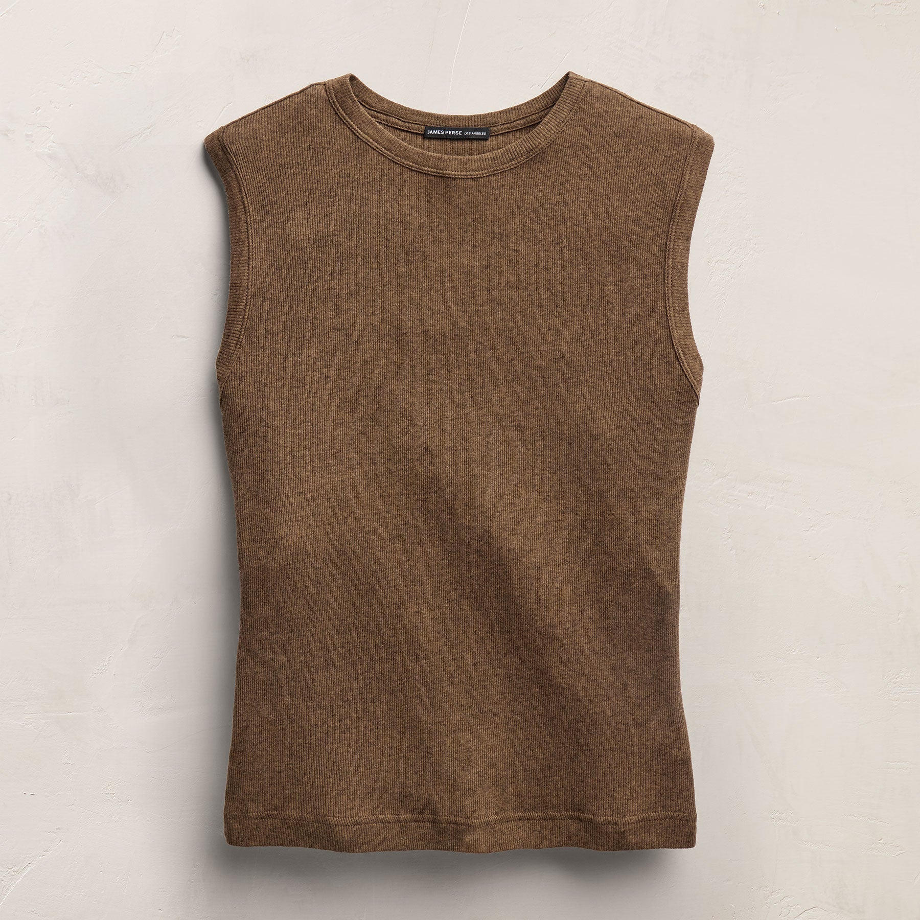 Cotton Cashmere Rib Tank in Brown | James Perse Los Angeles