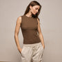 Cotton Cashmere Rib Tank in Brown | James Perse Los Angeles