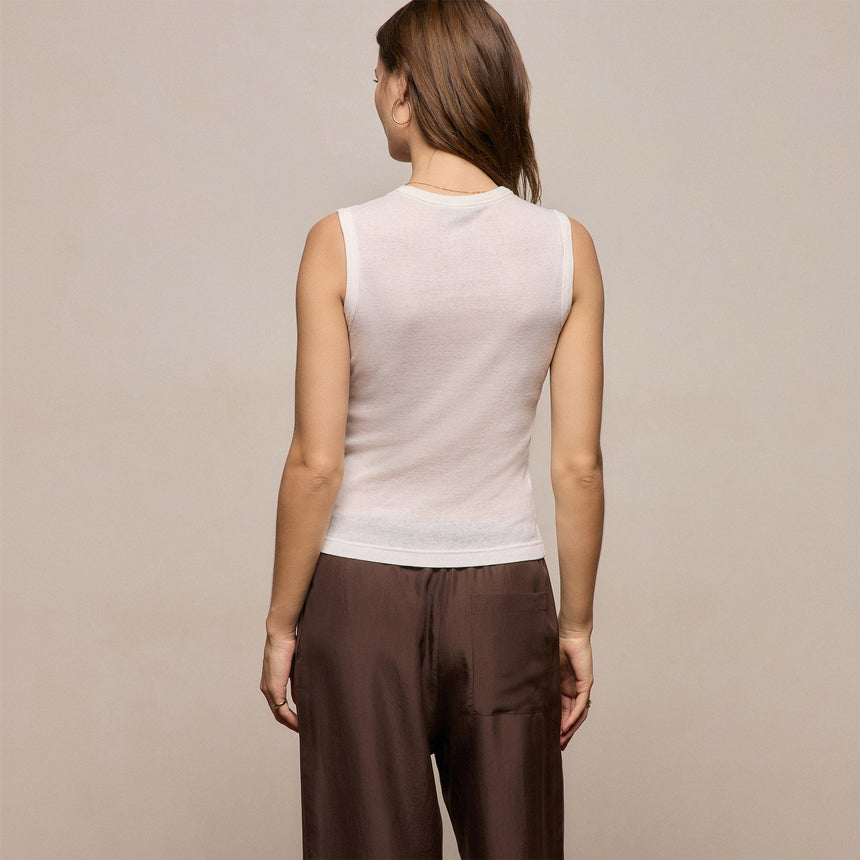 Cotton Cashmere Rib Tank in Off White | James Perse Los Angeles