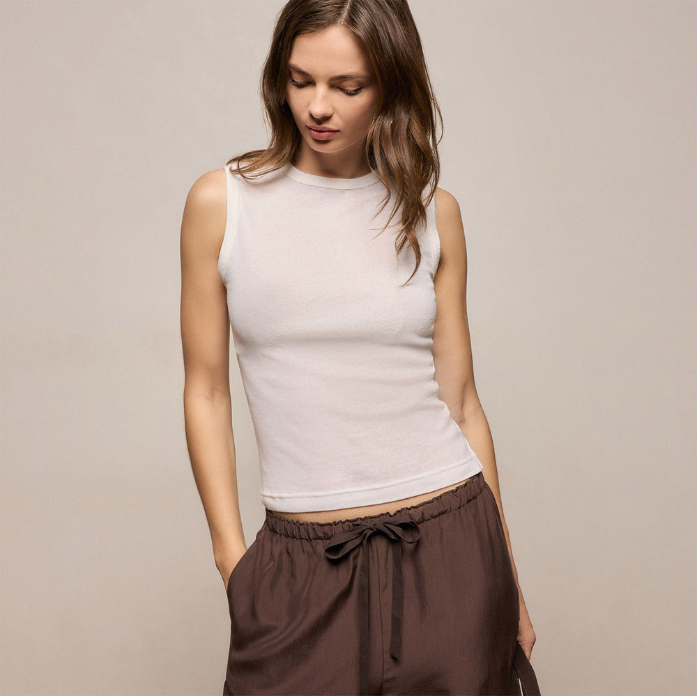 Cotton Cashmere Rib Tank in Off White | James Perse Los Angeles