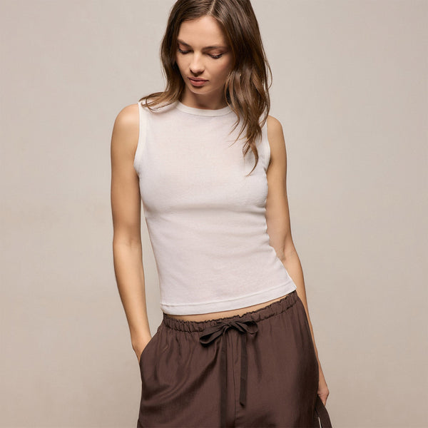 Cotton Cashmere Rib Tank in Off White | James Perse Los Angeles