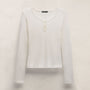 Cotton Cashmere Rib Keyhole Top in Off White | James Perse Los Angeles