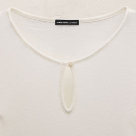 Cotton Cashmere Rib Keyhole Top in Off White | James Perse Los Angeles