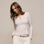 Cotton Cashmere Rib Keyhole Top in Off White | James Perse Los Angeles