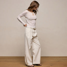Cotton Cashmere Rib Keyhole Top in Off White | James Perse Los Angeles