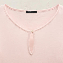 Cotton Cashmere Rib Keyhole Top in Rose Quartz | James Perse Los Angeles