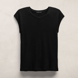Cotton Cashmere Ribbed Raglan Tee in Black | James Perse Los Angeles