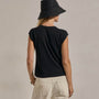 Cotton Cashmere Ribbed Raglan Tee in Black | James Perse Los Angeles