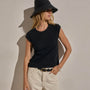 Cotton Cashmere Ribbed Raglan Tee in Black | James Perse Los Angeles