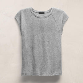 Cotton Cashmere Ribbed Raglan Tee in Heather Grey | James Perse Los Angeles