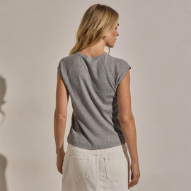Cotton Cashmere Ribbed Raglan Tee in Heather Grey | James Perse Los Angeles