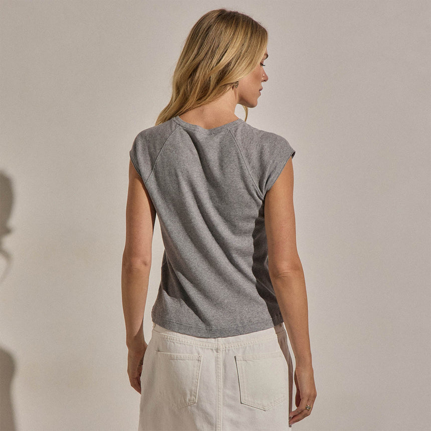 Cotton Cashmere Ribbed Raglan Tee in Heather Grey | James Perse Los Angeles