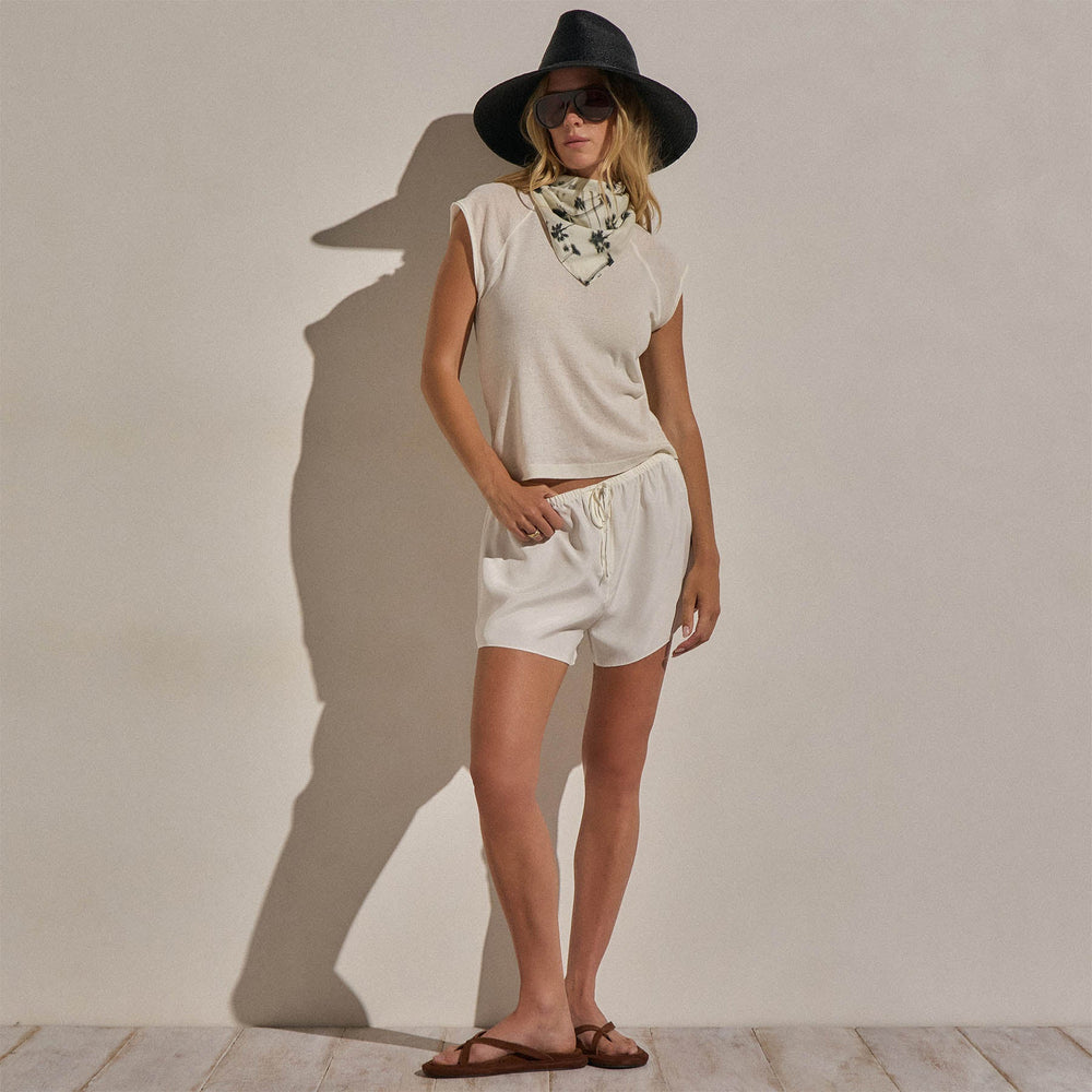 Cotton Cashmere Ribbed Raglan Tee in White | James Perse Los Angeles