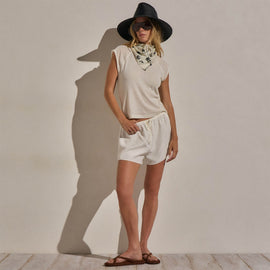 Cotton Cashmere Ribbed Raglan Tee in White | James Perse Los Angeles