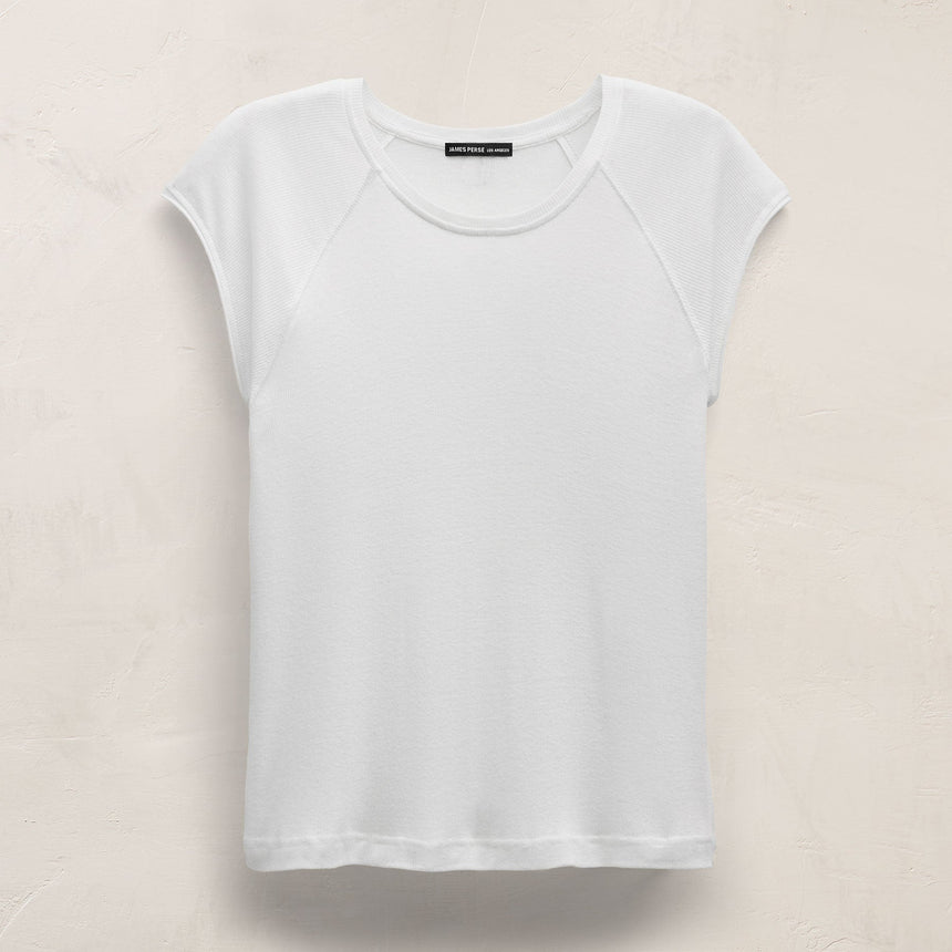 Cotton Cashmere Ribbed Raglan Tee in White | James Perse Los Angeles