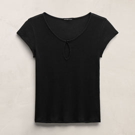Cotton Cashmere Keyhole Tee in Black | James Perse Los Angeles