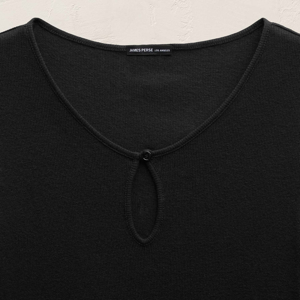 Cotton Cashmere Keyhole Tee in Black | James Perse Los Angeles