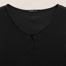 Cotton Cashmere Keyhole Tee in Black | James Perse Los Angeles