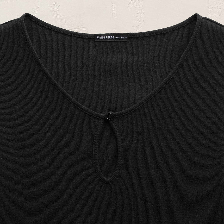 Cotton Cashmere Keyhole Tee in Black | James Perse Los Angeles