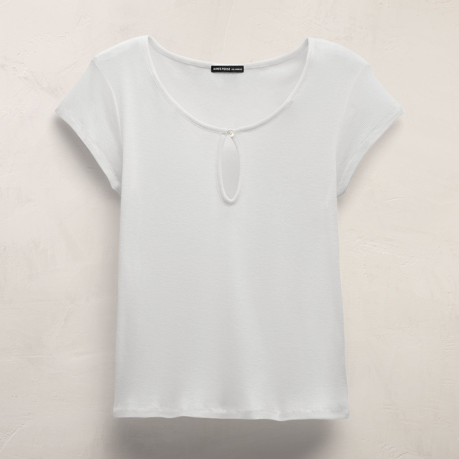 Cotton Cashmere Keyhole Tee in White | James Perse Los Angeles