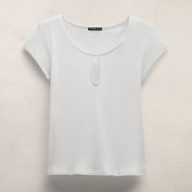 Cotton Cashmere Keyhole Tee in White | James Perse Los Angeles