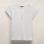 Cotton Cashmere Keyhole Tee in White | James Perse Los Angeles