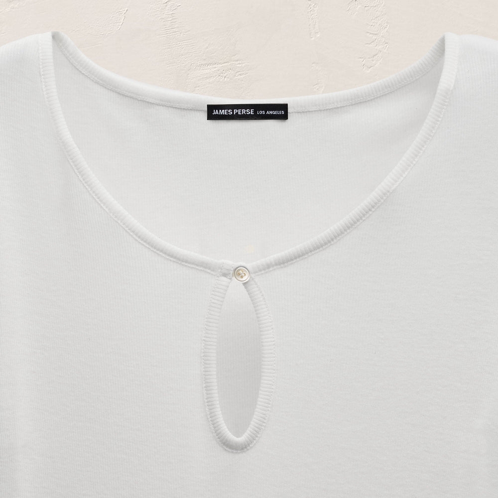 Cotton Cashmere Keyhole Tee in White | James Perse Los Angeles