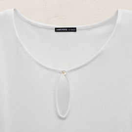 Cotton Cashmere Keyhole Tee in White | James Perse Los Angeles