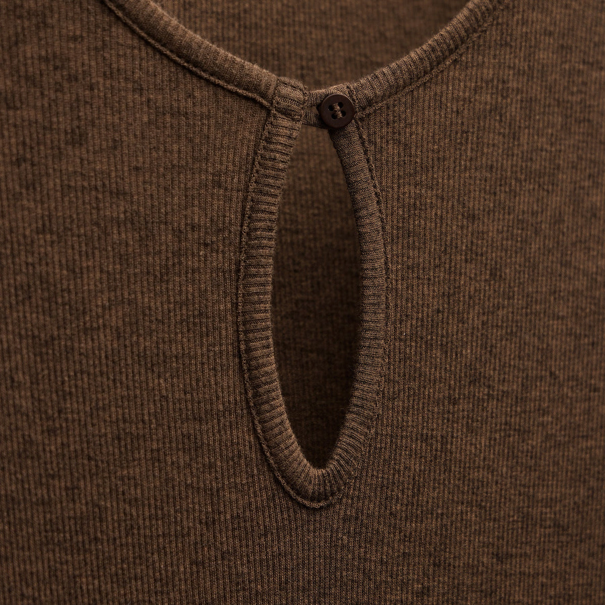 Cotton Cashmere Rib Keyhole Dress in Brown | James Perse Los Angeles