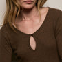 Cotton Cashmere Rib Keyhole Dress in Brown | James Perse Los Angeles