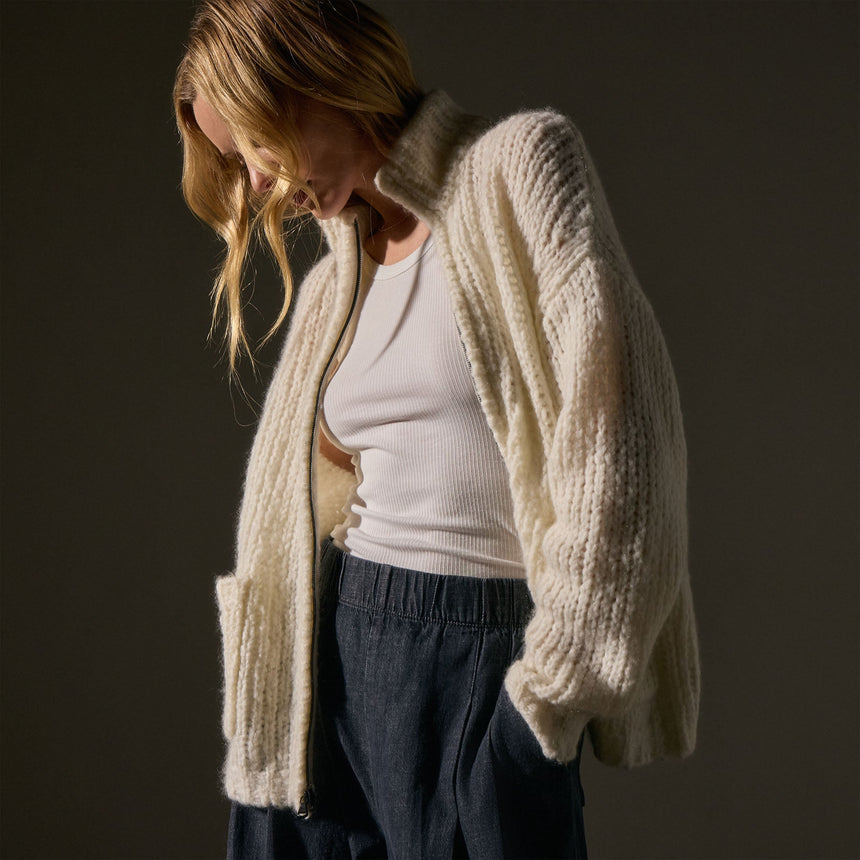 Cloud Knit Cardigan  in Snow | James Perse Los Angeles