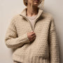 Chunky Knit Cashmere Silk Zip Front in Biscotti | James Perse Los Angeles