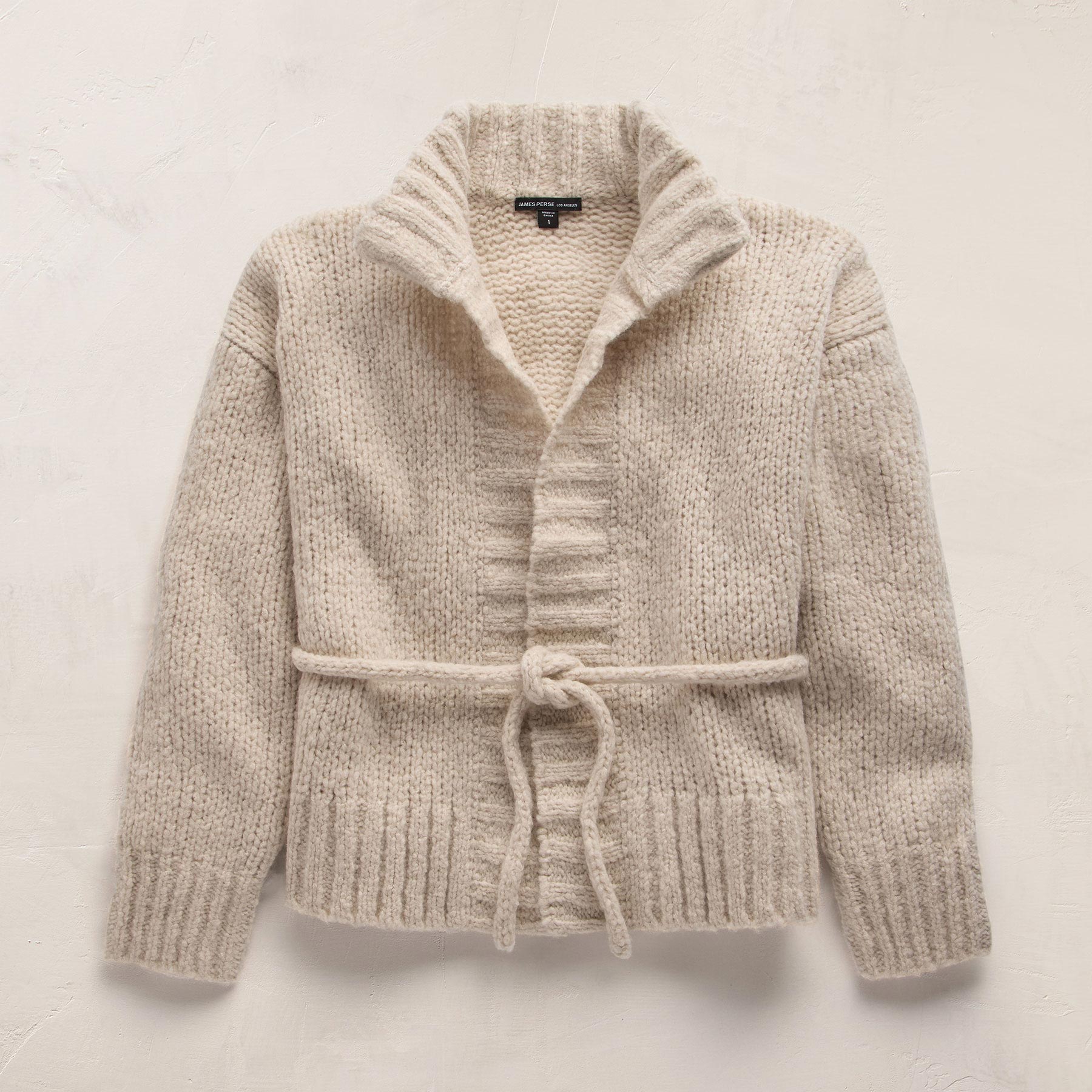 Cashmere Silk Belted Cardigan - Biscotti | James Perse Los Angeles