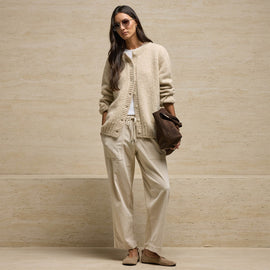 Chunky Knit Cardigan in Biscotti | James Perse Los Angeles