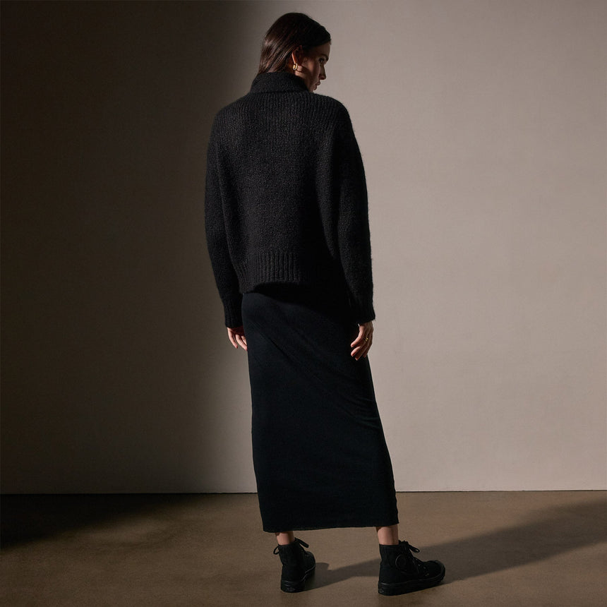 Low Gauge Cashmere Half Zip  in Black | James Perse Los Angeles