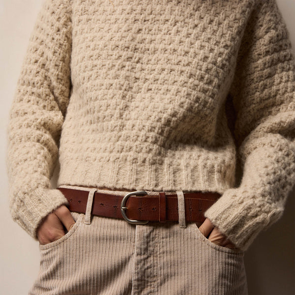 Chunky Knit Cashmere Silk Crew in Biscotti | James Perse Los Angeles