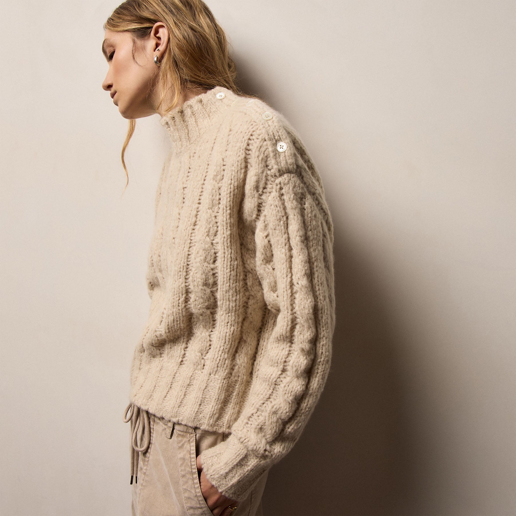 Cashmere Silk Cable Knit Sweater