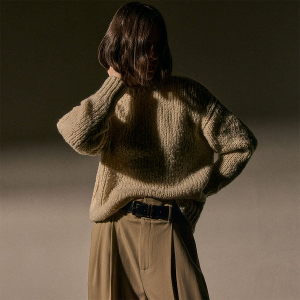 Cashmere Silk Crew Neck in Biscotti | James Perse Los Angeles