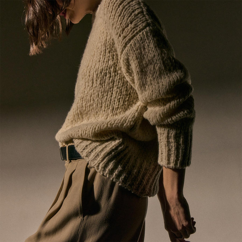 Cashmere Silk Crew Neck in Biscotti | James Perse Los Angeles