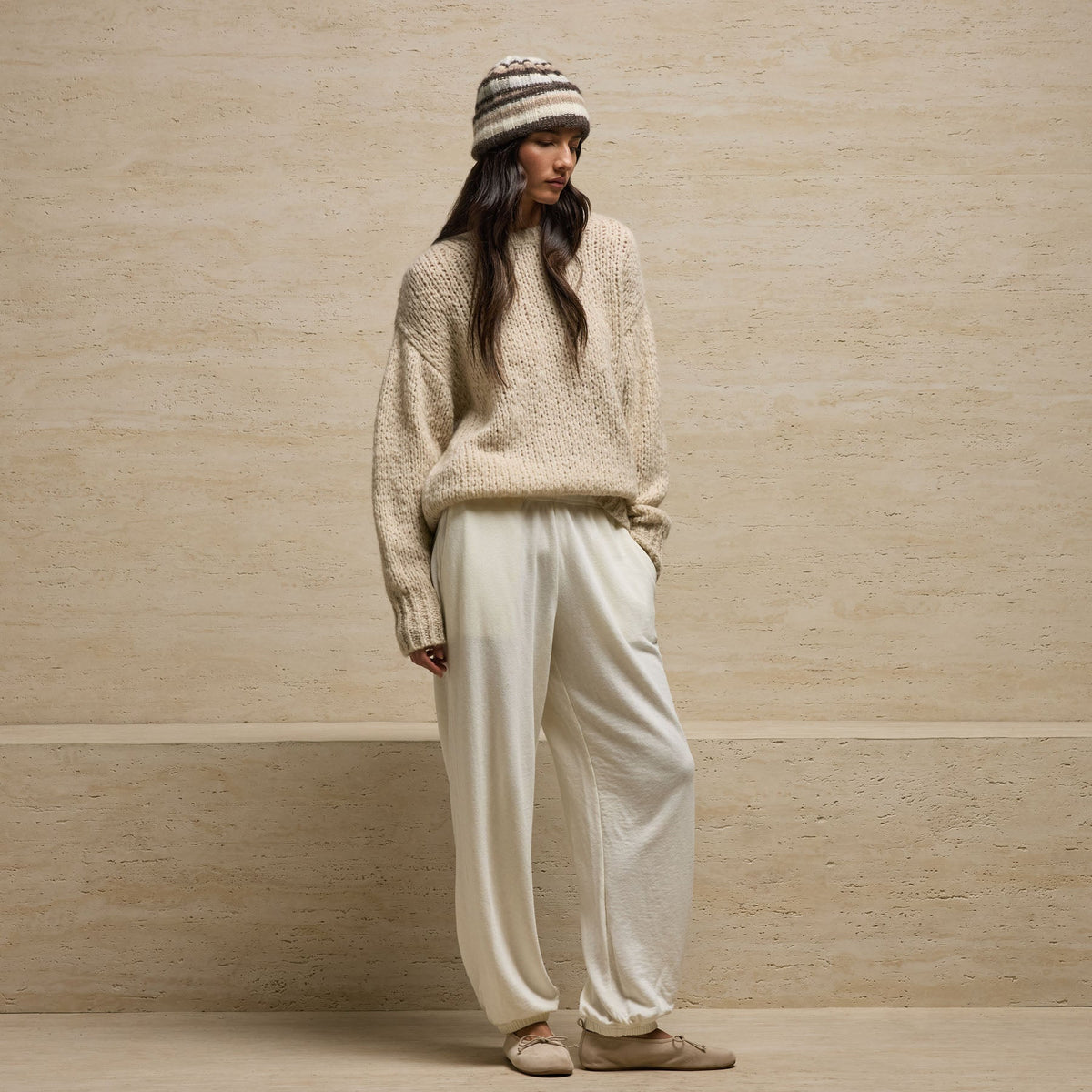 Cashmere Silk Crew Neck in Biscotti | James Perse Los Angeles