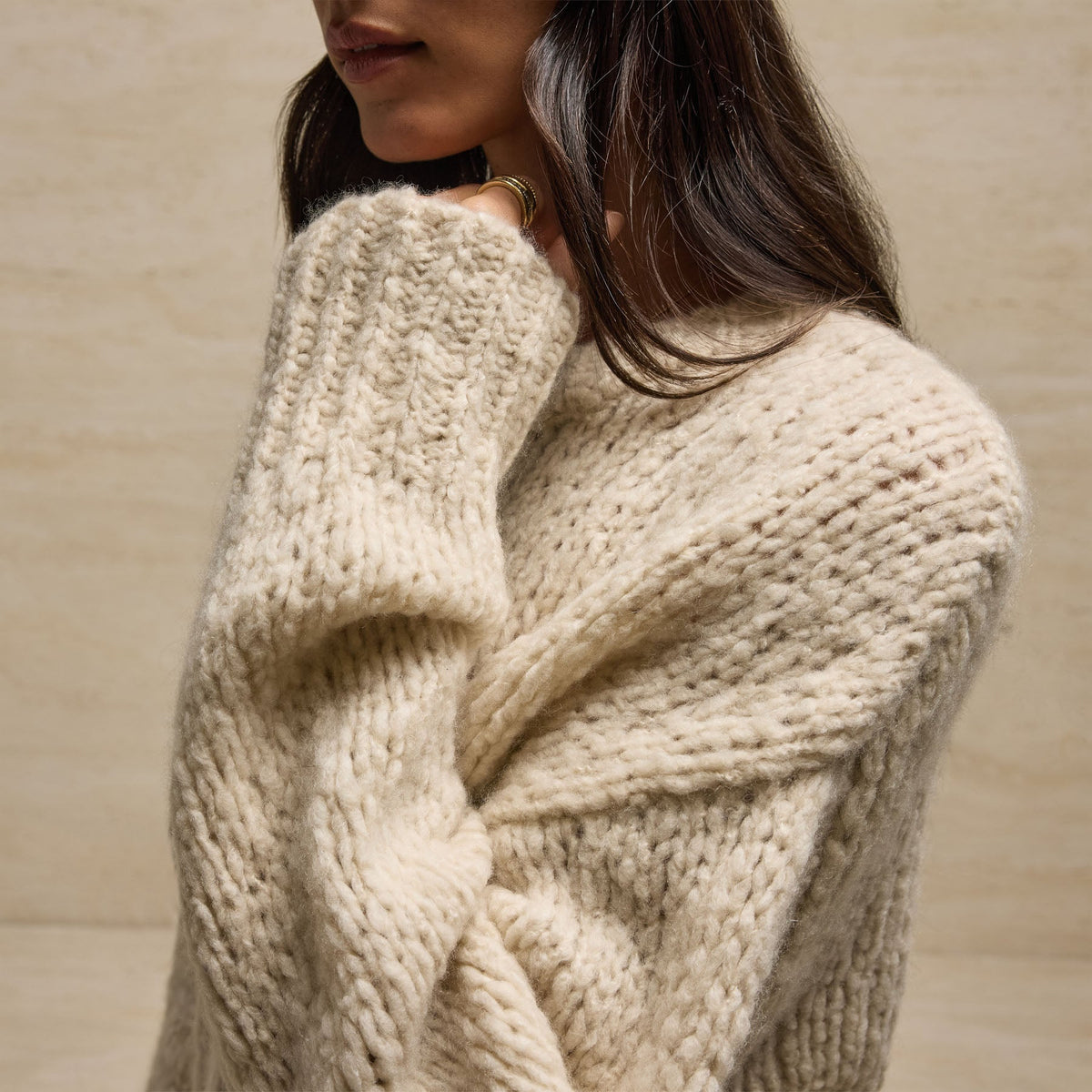 Cashmere Silk Crew Neck in Biscotti | James Perse Los Angeles