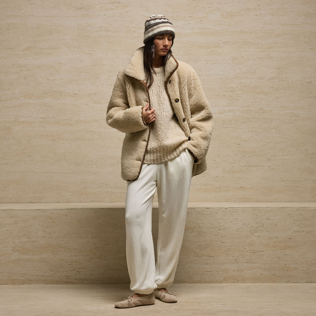 Cashmere Silk Crew Neck in Biscotti | James Perse Los Angeles