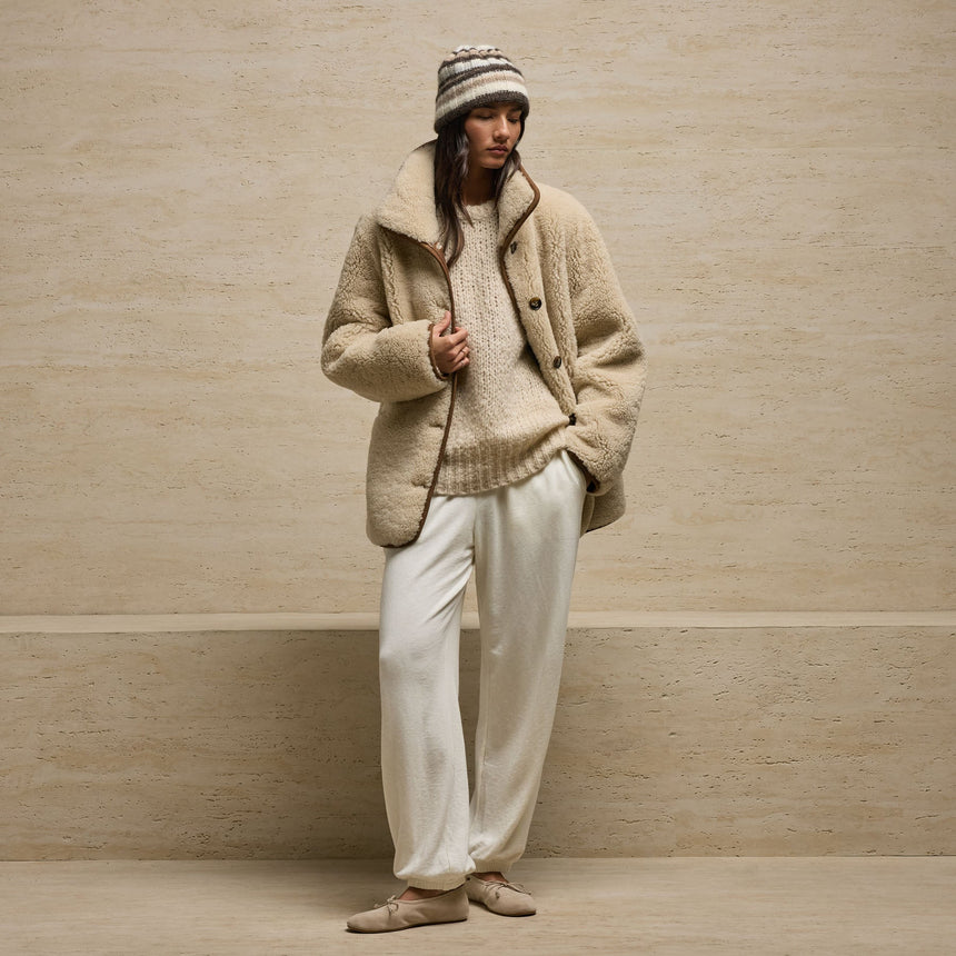 Cashmere Silk Crew Neck in Biscotti | James Perse Los Angeles