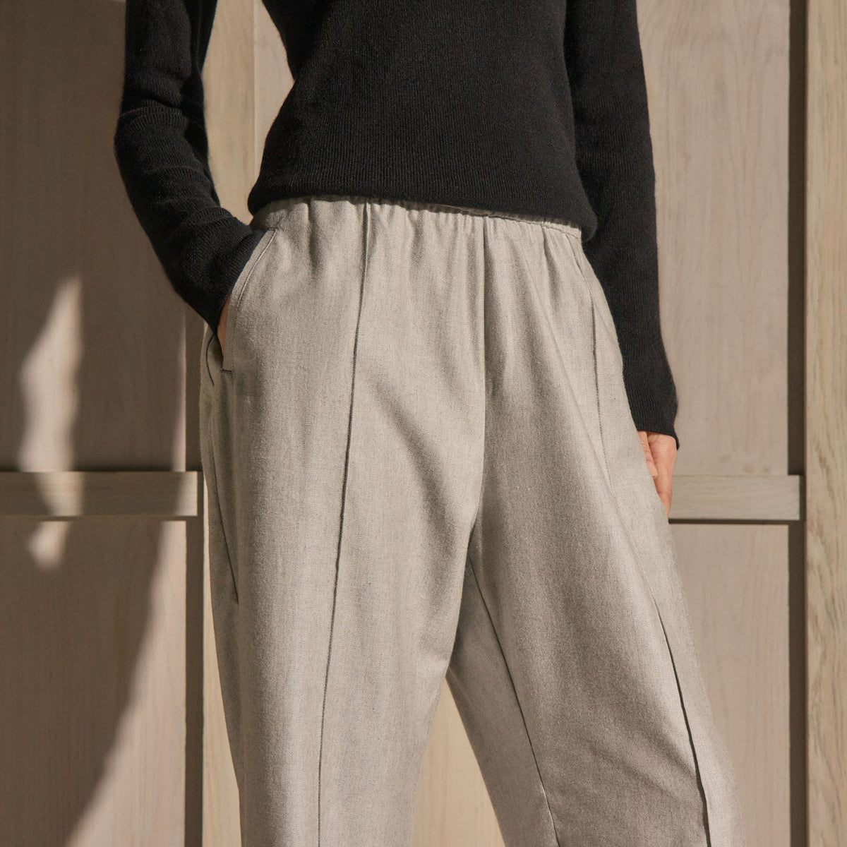 Cotton Melange Track Pant in Light Heather Grey | James Perse Los Angeles