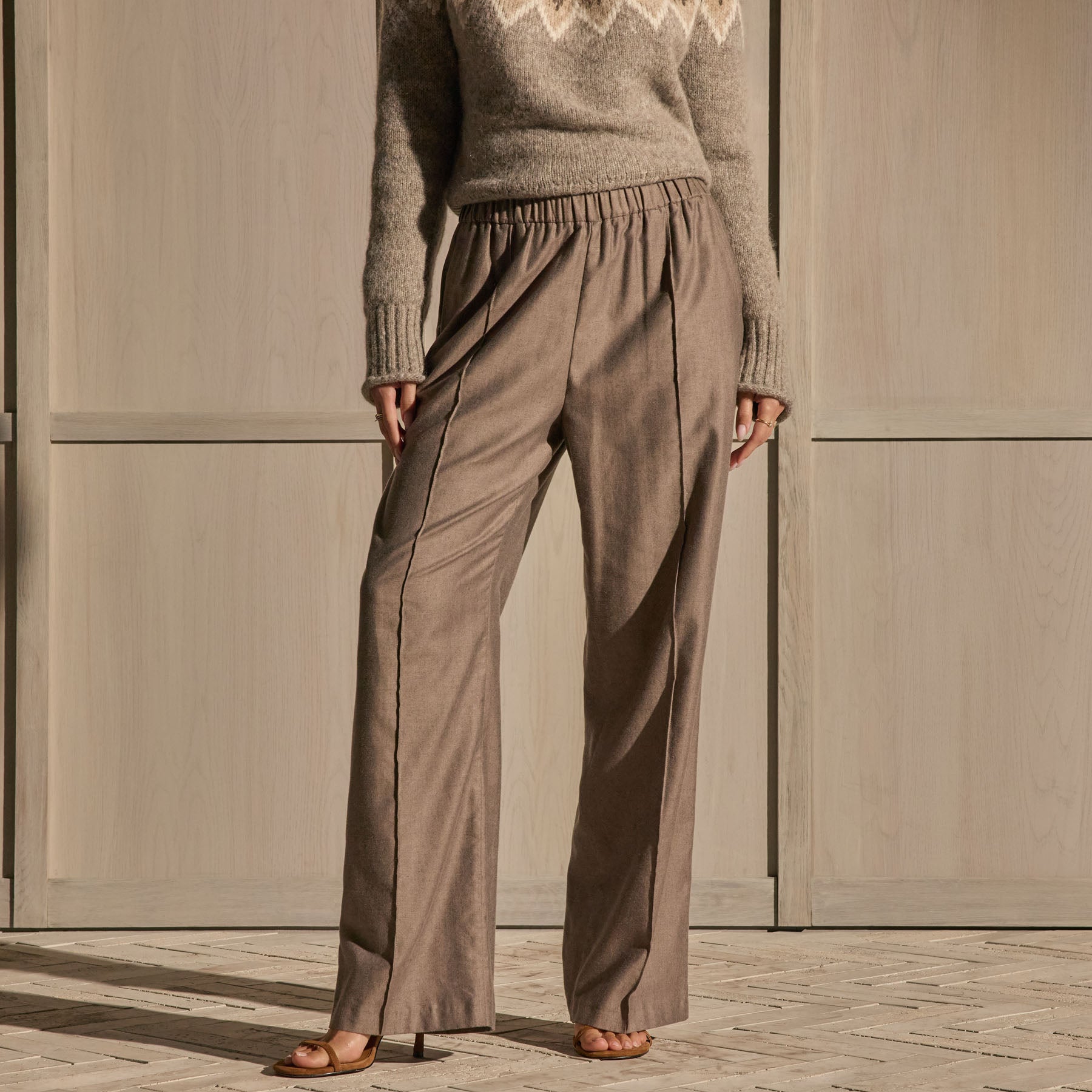 Pull On Pintuck Trouser - Taupe Brown | James Perse Los Angeles