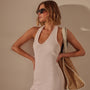 Cotton Terry Halter Dress in Zephyr | James Perse Los Angeles