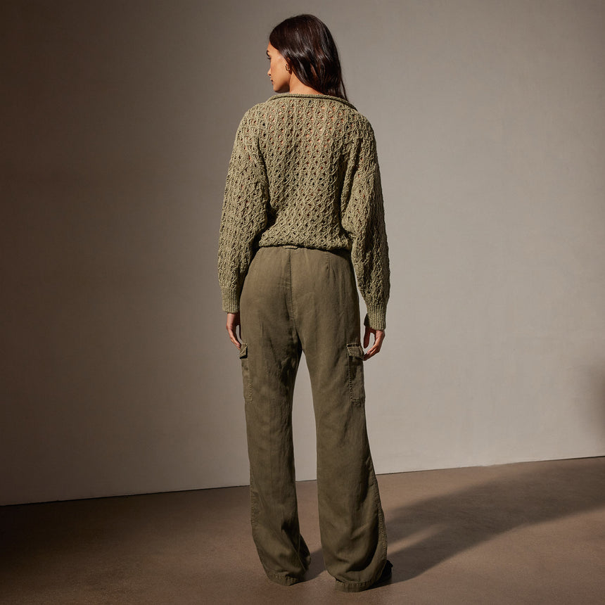 Cotton Twill Pleated Cargo in Trooper Pigment | James Perse Los Angeles