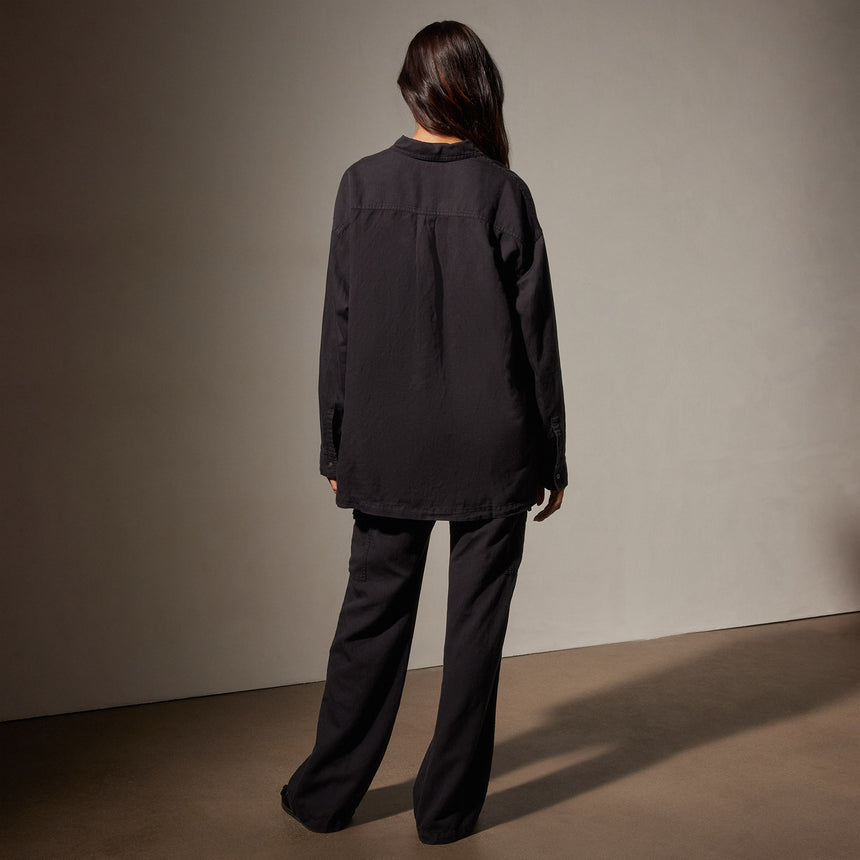 Cotton Twill Tunic Shirt in Black | James Perse Los Angeles