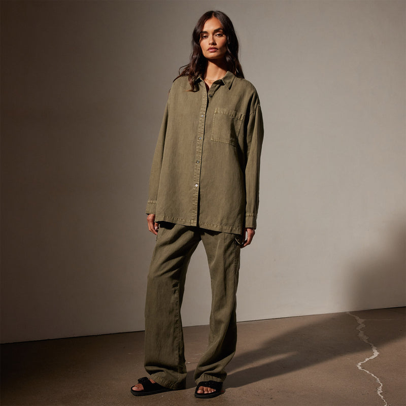 Cotton Twill Tunic Shirt in Trooper Pigment | James Perse Los Angeles
